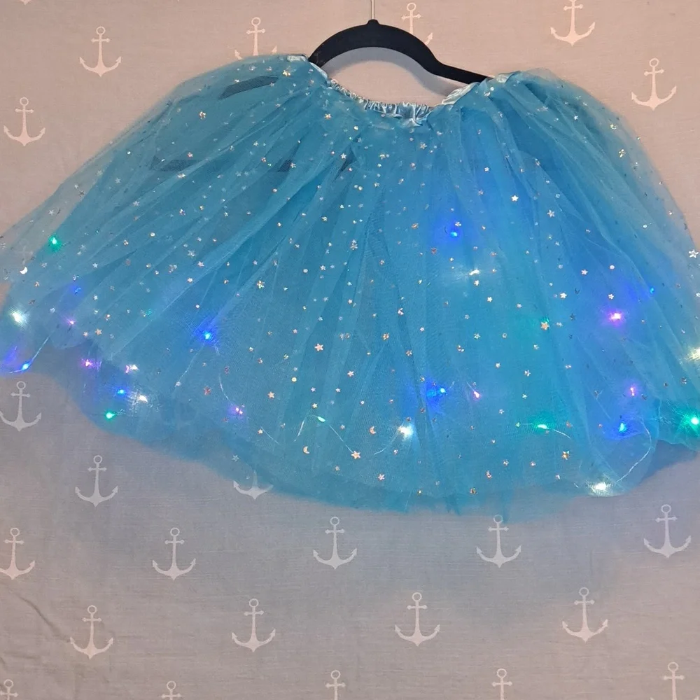 Teal Sparkle Tulle Mini Skirt - Picture 2 of 6